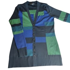 Philosophy Colorblock Cardigan Button up Long Sleeves V neck